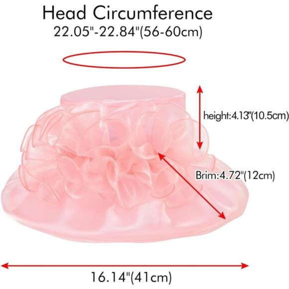 Derby Hats for Women, Classy Organza Sun Hat, Light Pink main image 4